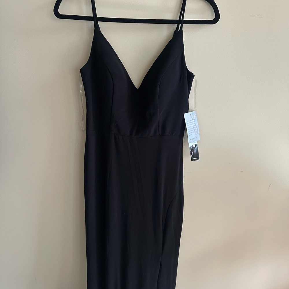 Jump Apparel Black Plunge V Neck Jersey Gown